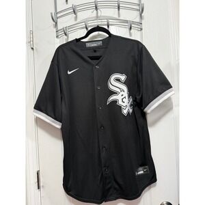 Nike Chicago White Sox Eloy Jimenez 74 MLB Jersey Mens Large Black Button Front